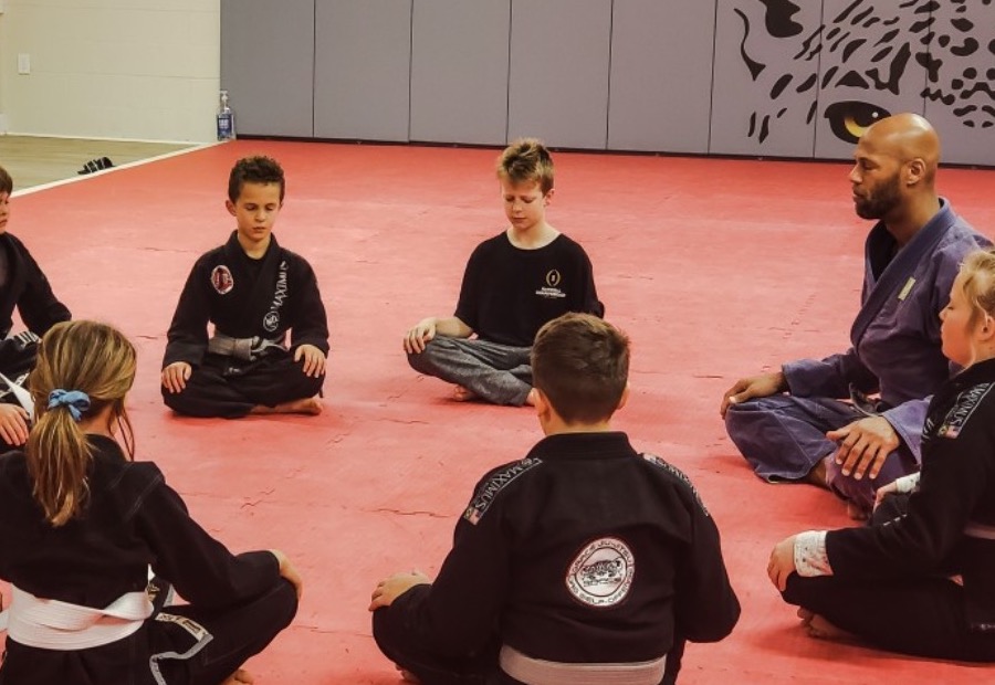 Students and teacher at a martial arts class